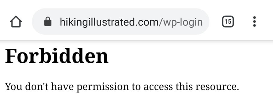 403 Forbidden - You don't have permission to access this resource - message shown for unapproved access attemp for wp-login.php